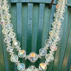 Crystal bead necklace. 7" long.